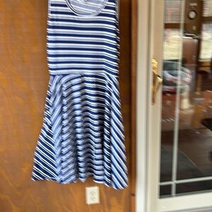 Blue and white sleeveless dress